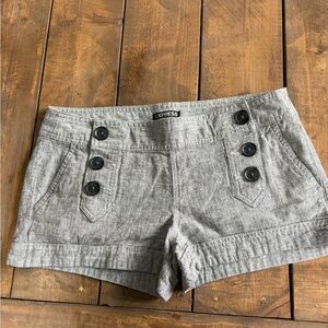 Express Women's Charcoal Buttoned linen Shorts